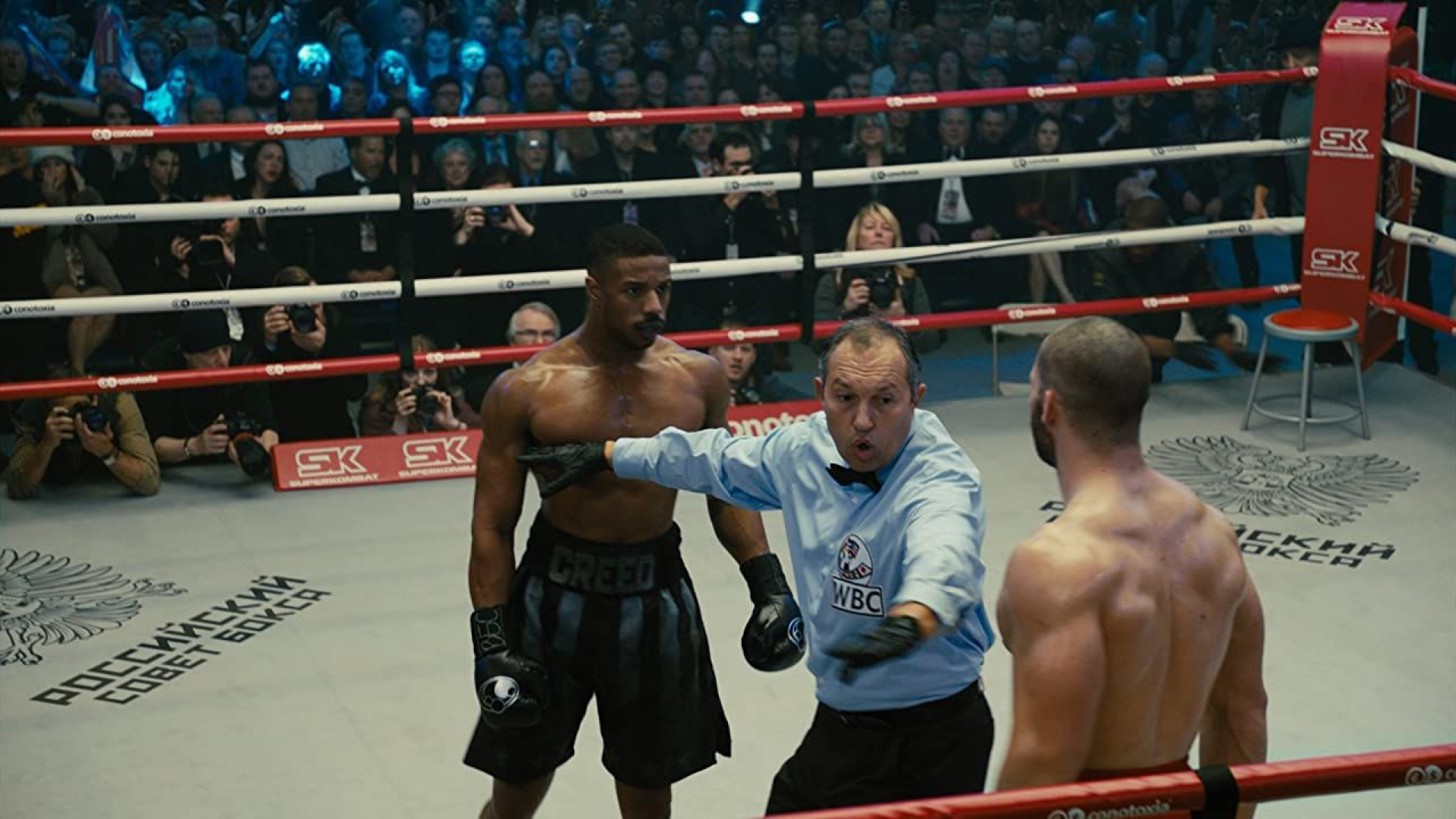 juiz parando a luta do Creed